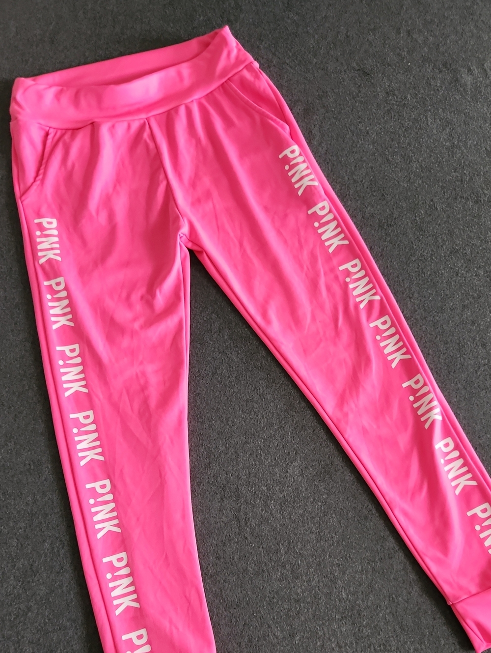 PINK Victoria's Secret Womens Hot Pink Leggings White Logo Spellout Size S/M Gym